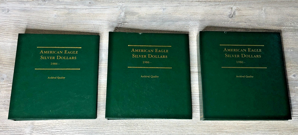 Littleton Custom American Eagle Silver Dollars 1986- 3 Coin Albums (No Coins)
